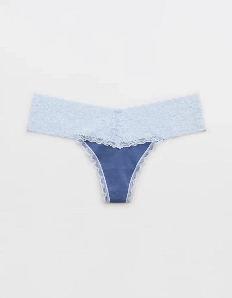 Superchill Vintage Lace Cotton Thong Underwear