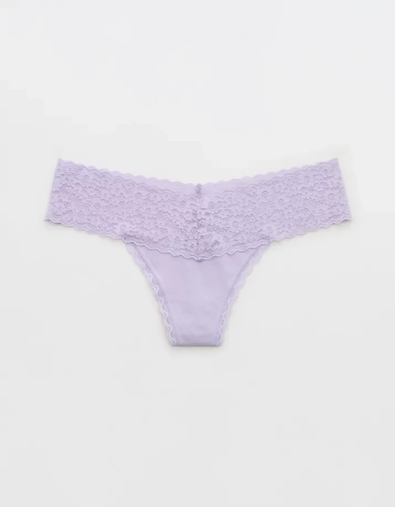 Superchill Vintage Lace Cotton Thong Underwear