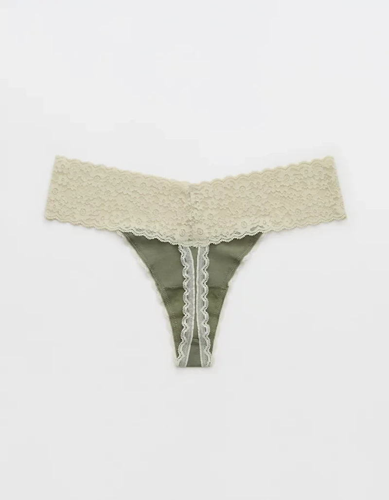 Superchill Vintage Lace Cotton Thong Underwear