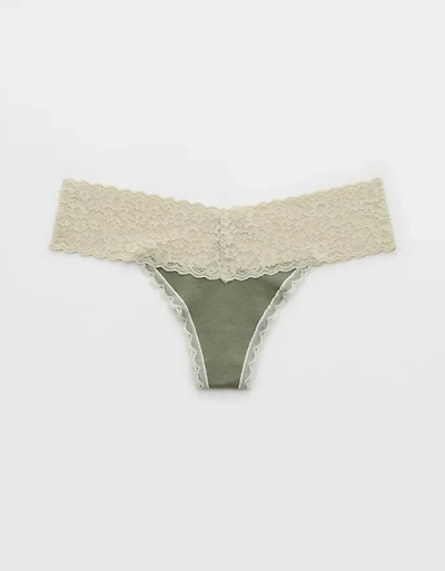Superchill Vintage Lace Cotton Thong Underwear