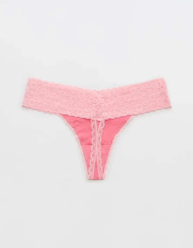 Superchill Vintage Lace Cotton Thong Underwear