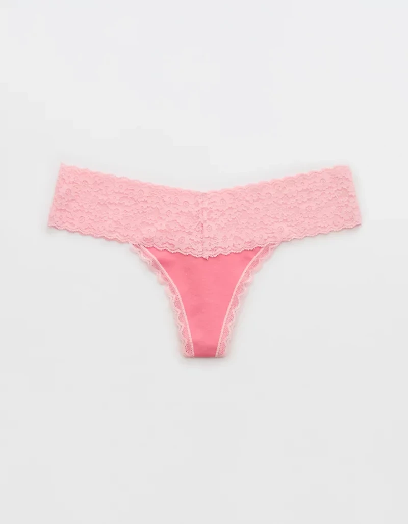 Superchill Vintage Lace Cotton Thong Underwear
