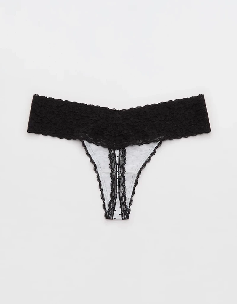 Superchill Vintage Lace Cotton Thong Underwear