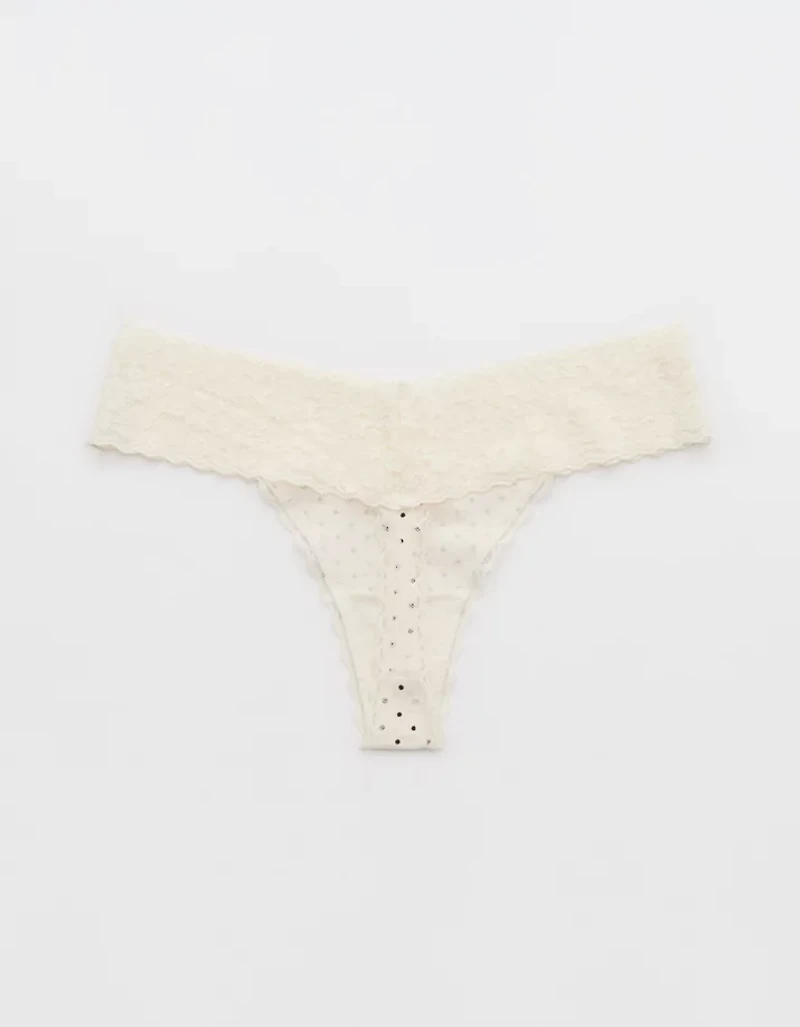 Superchill Vintage Lace Cotton Thong Underwear