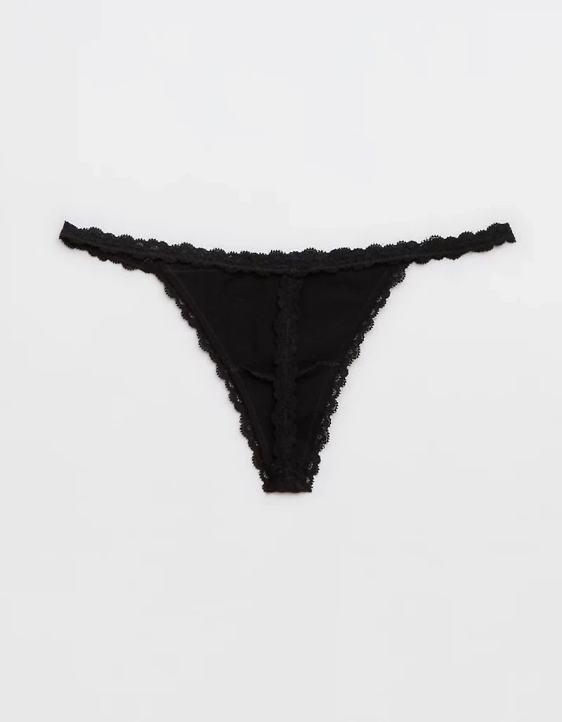 Superchill Cotton with Lace Thong Underwear