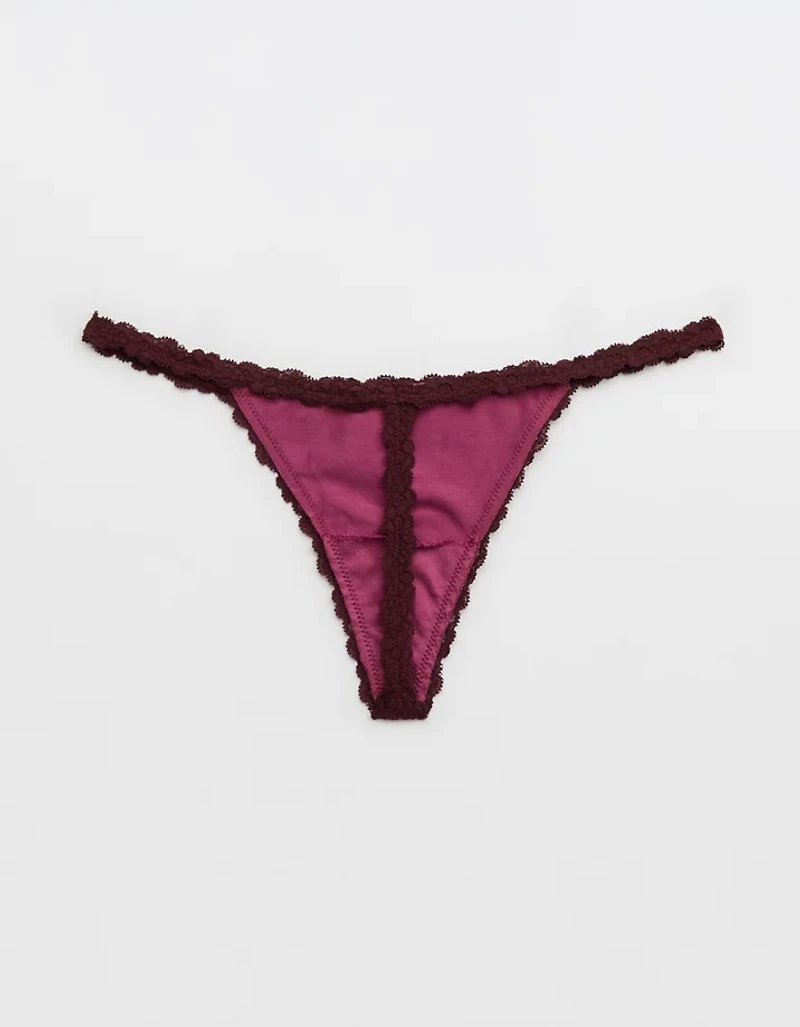 Superchill Cotton with Lace Thong Underwear