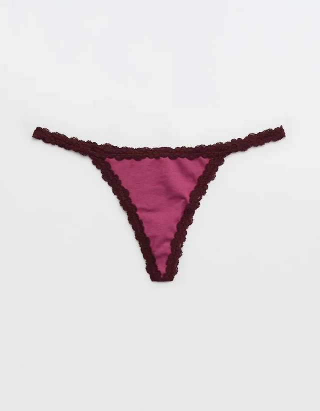 Superchill Cotton with Lace Thong Underwear