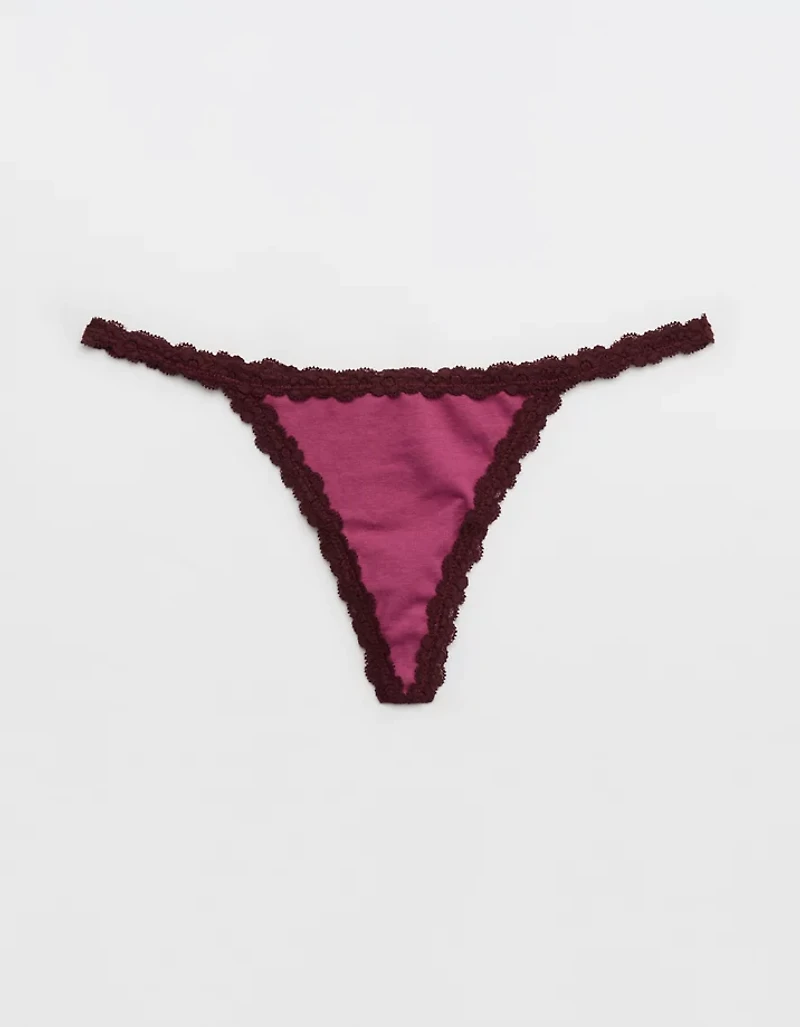 Superchill Cotton with Lace Thong Underwear