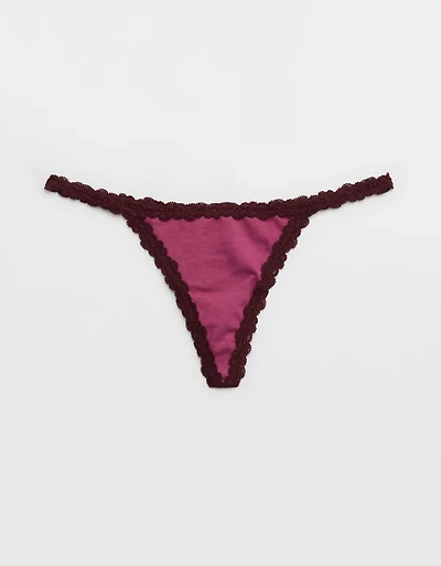 Superchill Cotton with Lace Thong Underwear