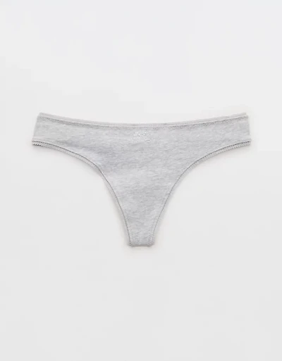 Superchill Cotton Ruched Picot Thong Underwear