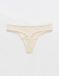 Superchill Cotton Ruched Picot Thong Underwear