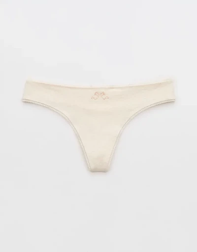 Superchill Cotton Ruched Picot Thong Underwear