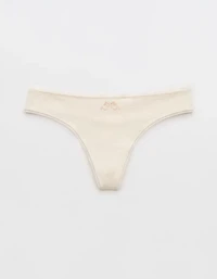Superchill Cotton Ruched Picot Thong Underwear