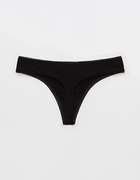 Superchill Cotton Ruched Picot Thong Underwear