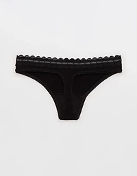 Superchill Cotton Rib Lace Thong Underwear