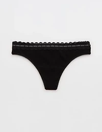 Superchill Cotton Rib Lace Thong Underwear