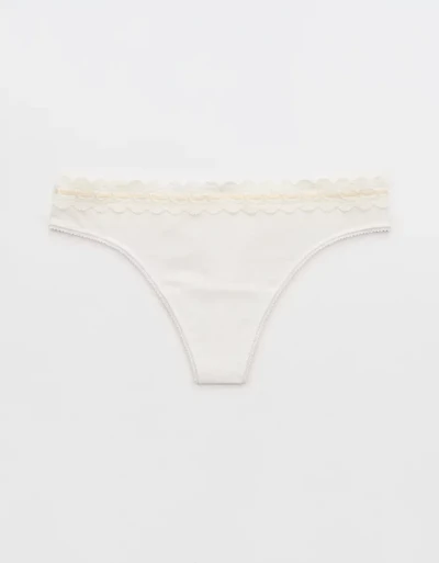 Superchill Cotton Rib Lace Thong Underwear