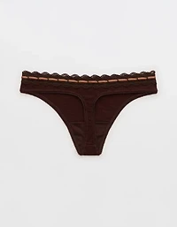 Superchill Cotton Rib Lace Thong Underwear