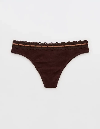 Superchill Cotton Rib Lace Thong Underwear