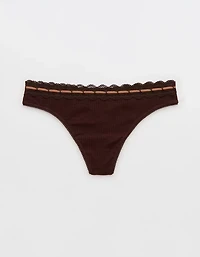 Superchill Cotton Rib Lace Thong Underwear
