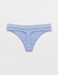 Superchill Cotton Rib Lace Thong Underwear