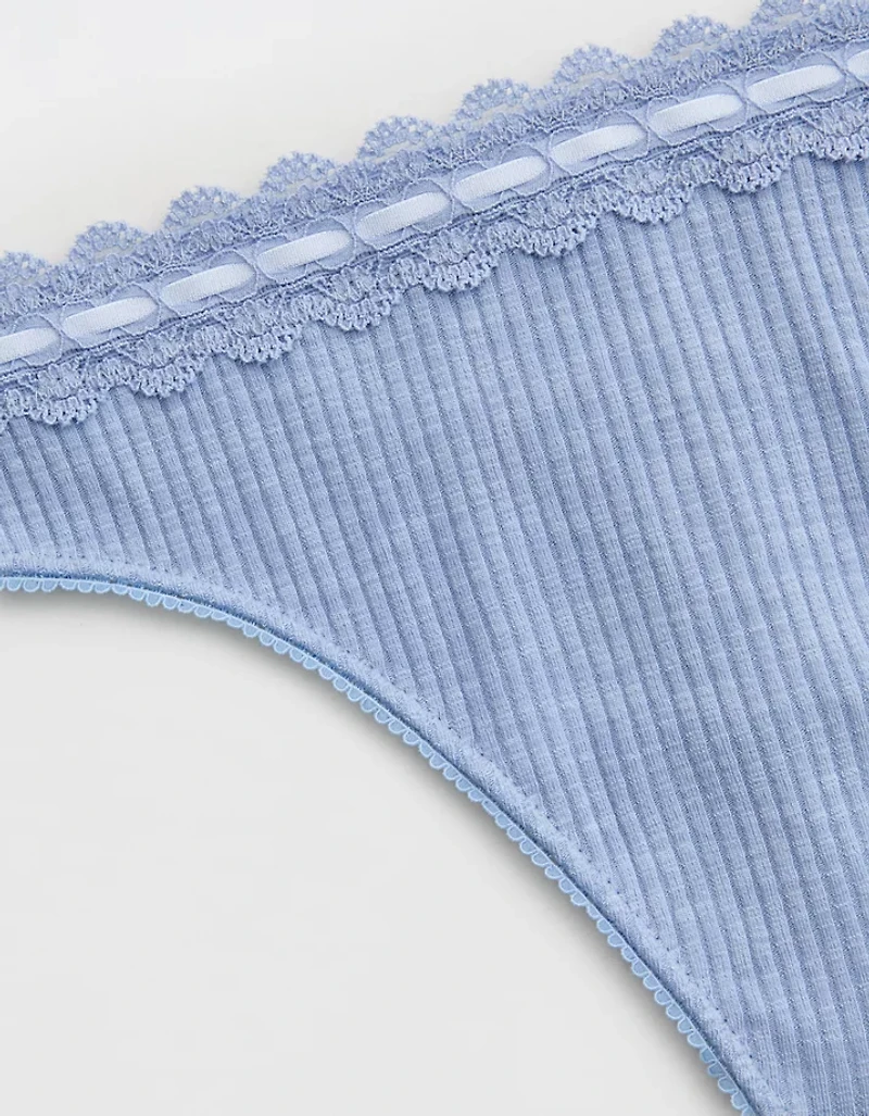 Superchill Cotton Rib Lace Thong Underwear