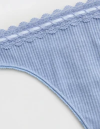 Superchill Cotton Rib Lace Thong Underwear