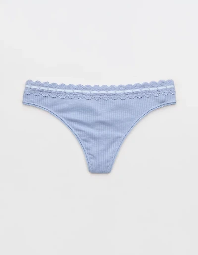 Superchill Cotton Rib Lace Thong Underwear