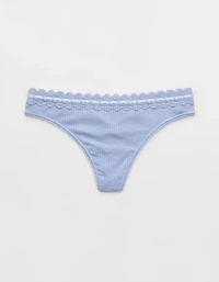 Superchill Cotton Rib Lace Thong Underwear