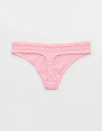 Superchill Cotton Rib Lace Thong Underwear