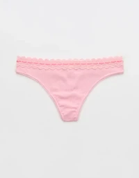 Superchill Cotton Rib Lace Thong Underwear