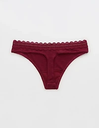 Superchill Cotton Rib Lace Thong Underwear
