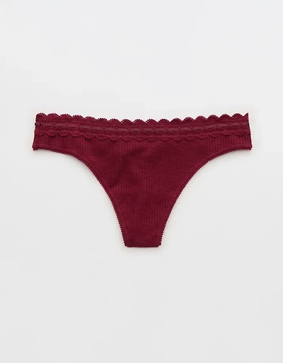 Superchill Cotton Rib Lace Thong Underwear
