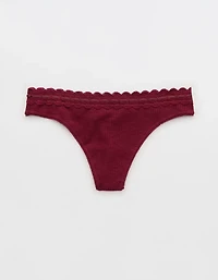 Superchill Cotton Rib Lace Thong Underwear