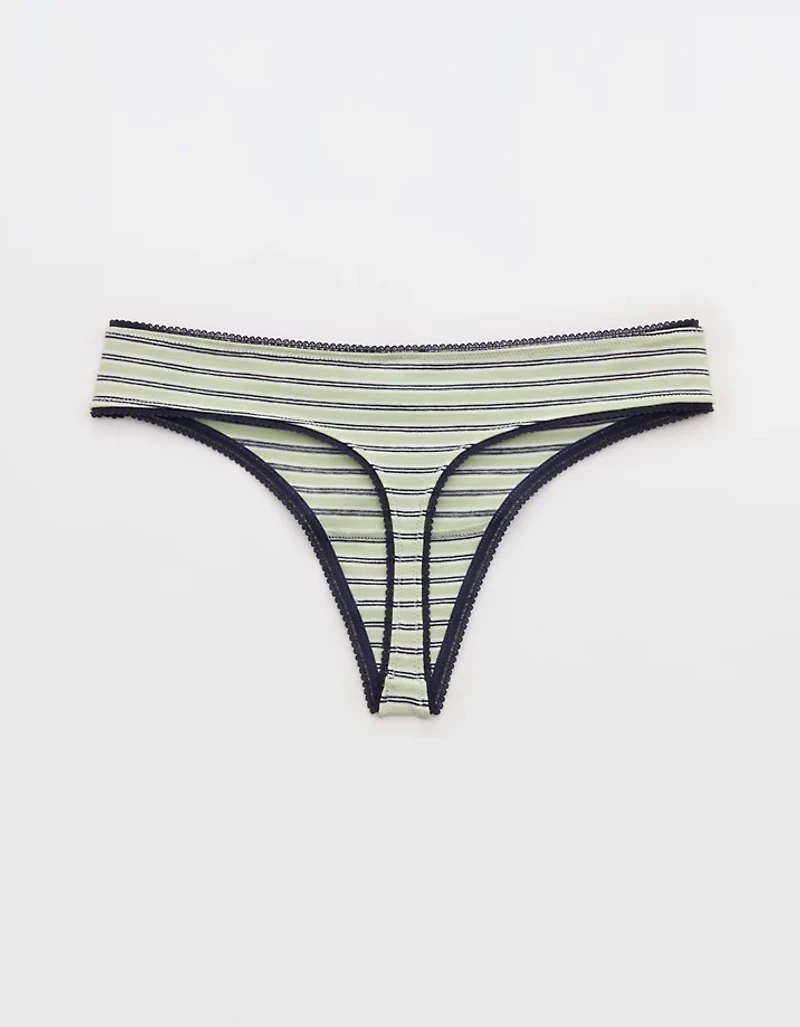 Superchill Cotton Ruched Picot Thong Underwear