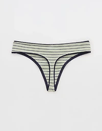 Superchill Cotton Ruched Picot Thong Underwear