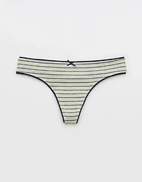 Superchill Cotton Ruched Picot Thong Underwear