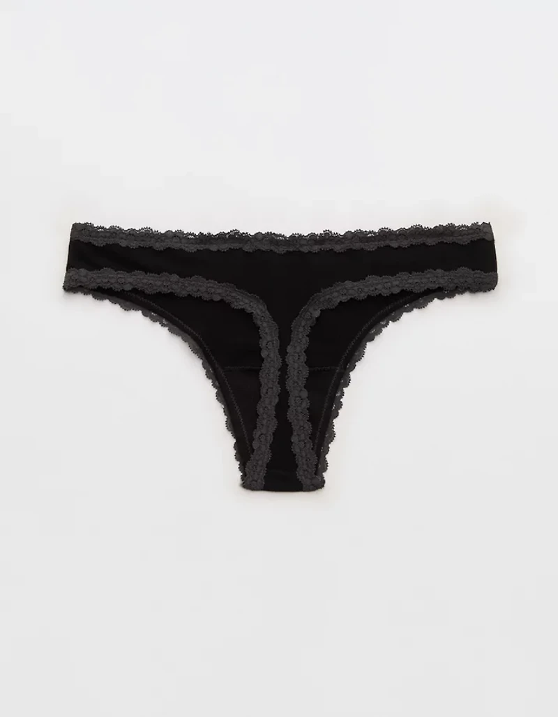 Superchill Cotton with Lace Thong Underwear