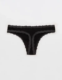 Superchill Cotton with Lace Thong Underwear