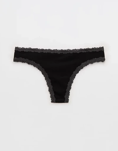 Superchill Cotton with Lace Thong Underwear