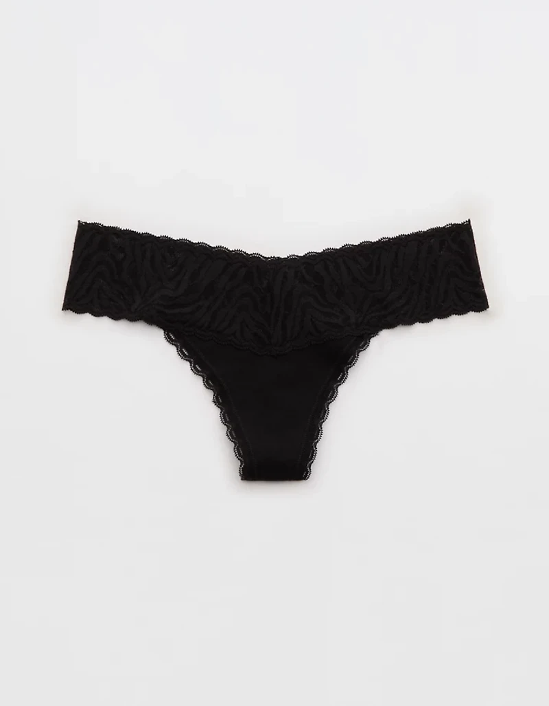Superchill Cotton Zebra Lace Thong Underwear