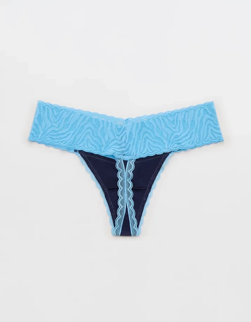 Superchill Cotton Zebra Lace Thong Underwear