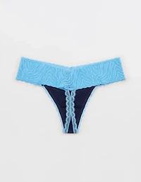Superchill Cotton Zebra Lace Thong Underwear