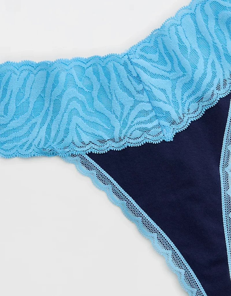 Superchill Cotton Zebra Lace Thong Underwear