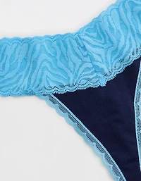 Superchill Cotton Zebra Lace Thong Underwear