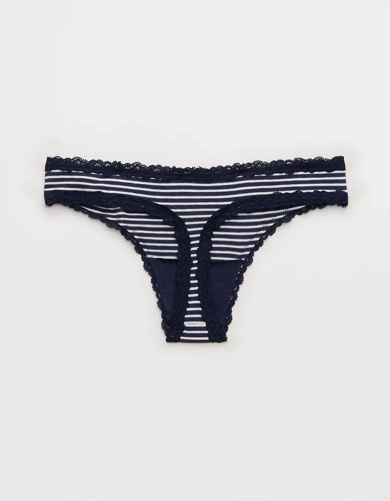 Superchill Cotton with Lace Thong Underwear
