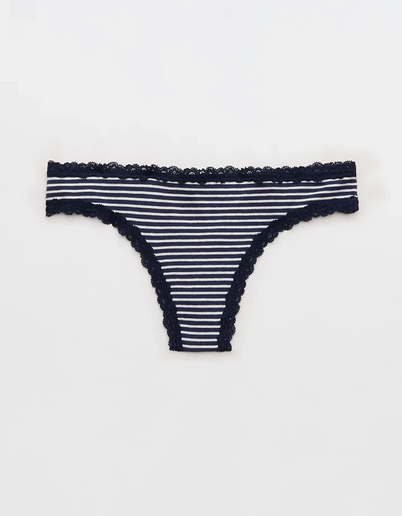 Superchill Cotton with Lace Thong Underwear