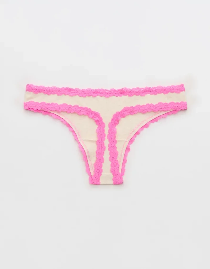 Superchill Cotton with Lace Thong Underwear