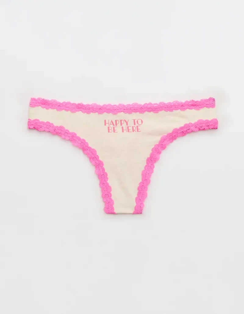 Superchill Cotton with Lace Thong Underwear