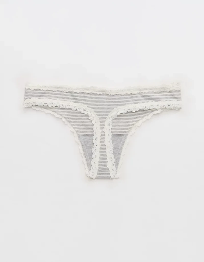 Superchill Cotton with Lace Thong Underwear